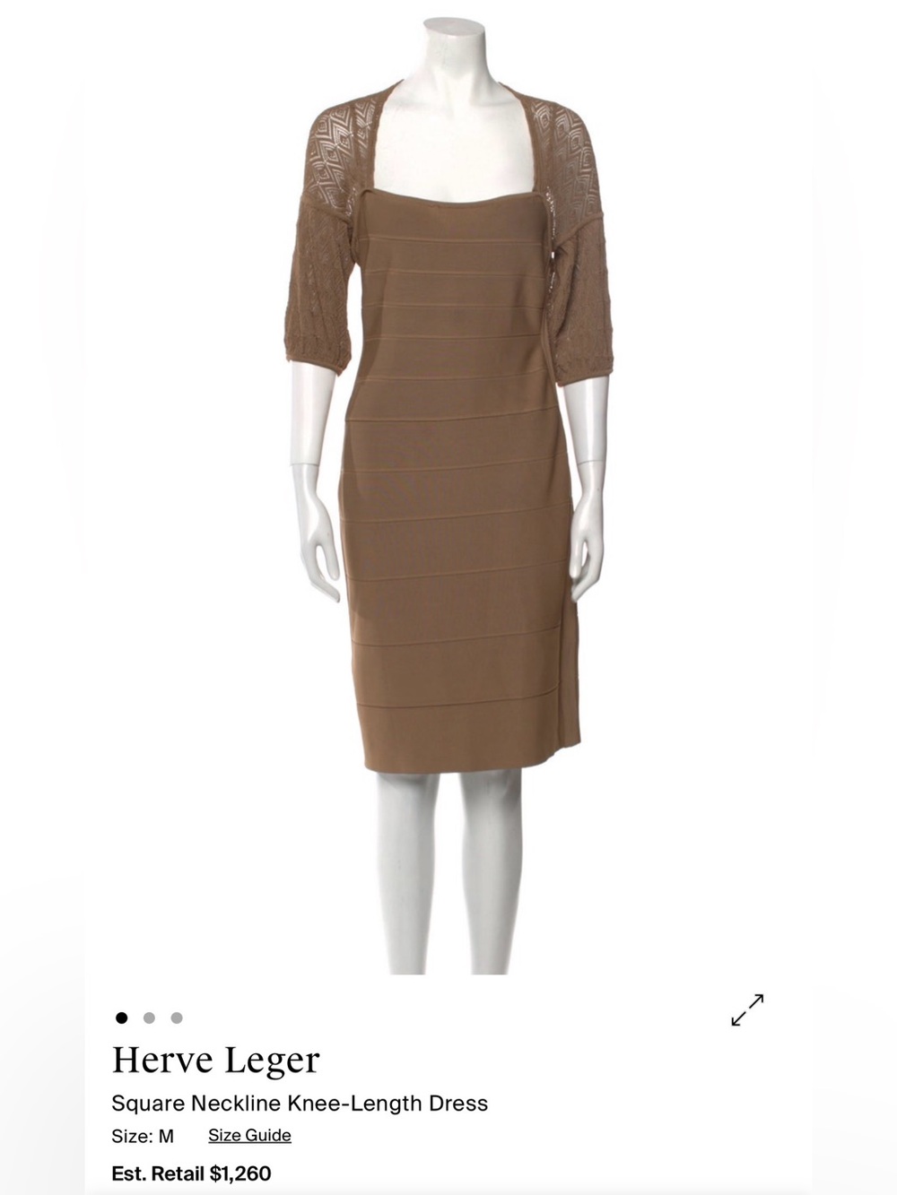 Herve Leger Taupe Open-Knit Sweater